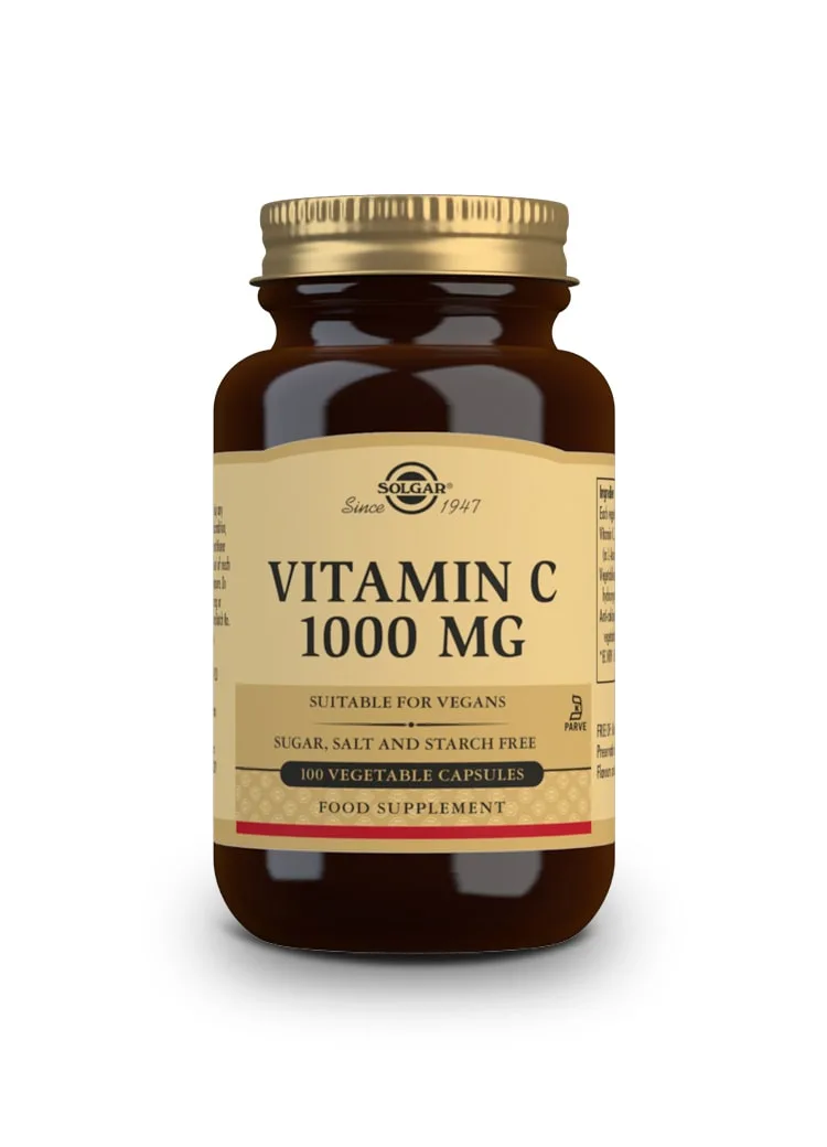 solgar vitamin c 1000 Solgar Vitamin C 1000mg- Υδατοδιαλυτή Βιταμίνη C Υψηλής Συγκέντρωσης - Δοχείο Με Φυτοκάψουλες 100τμχ - Image 1